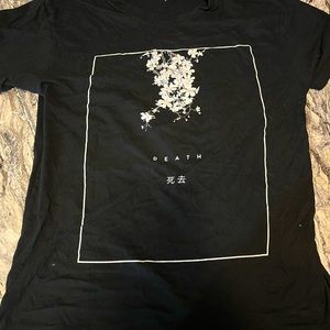 Long t-shirt, black, size M, death w/floral detailing